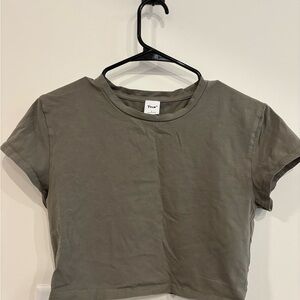 TNA Green Crop Top Crew Neck Short Sleeve